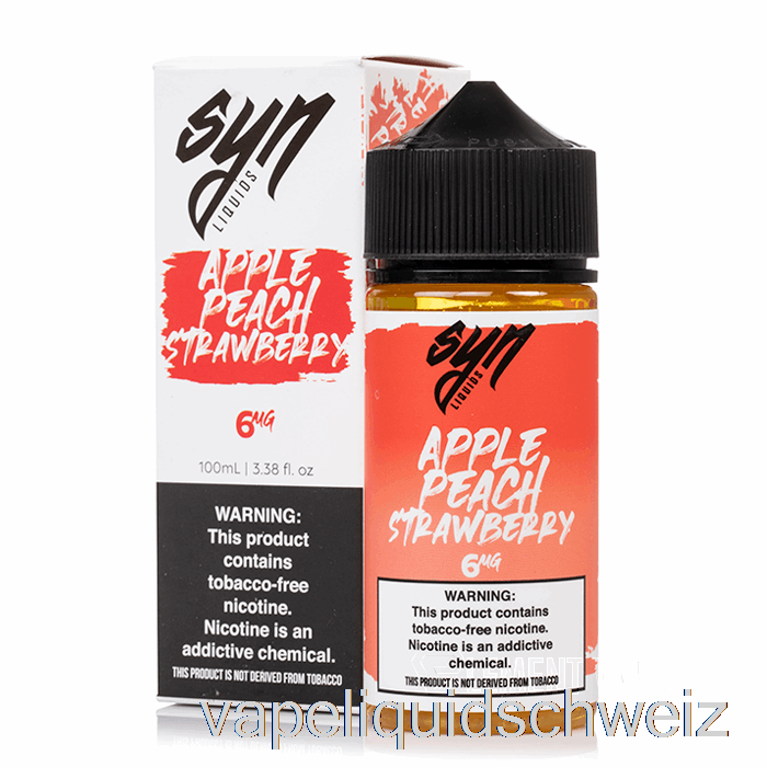 Apfel Pfirsich Erdbeere - Syn Liquid - 100ml 0mg Vape Ohne Nikotin